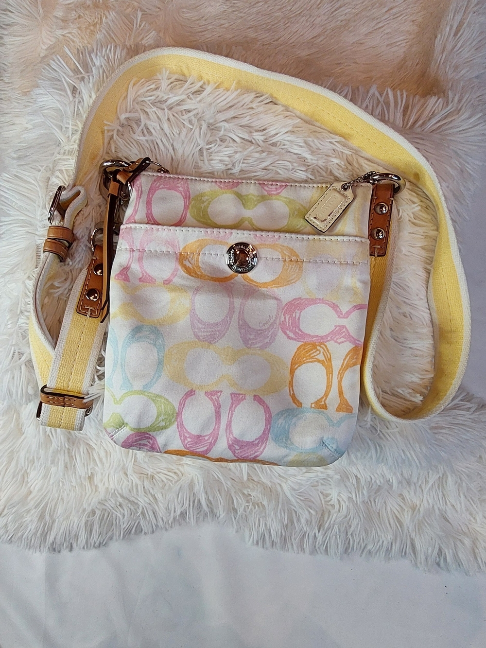 Vintage Y2K Coach Hamptons Scribble Crossbody Bag - Pristine Canvas & Lining